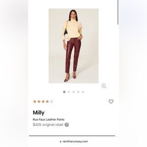 MILLY RED LEATHER PANTS